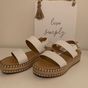 White wedge sandals